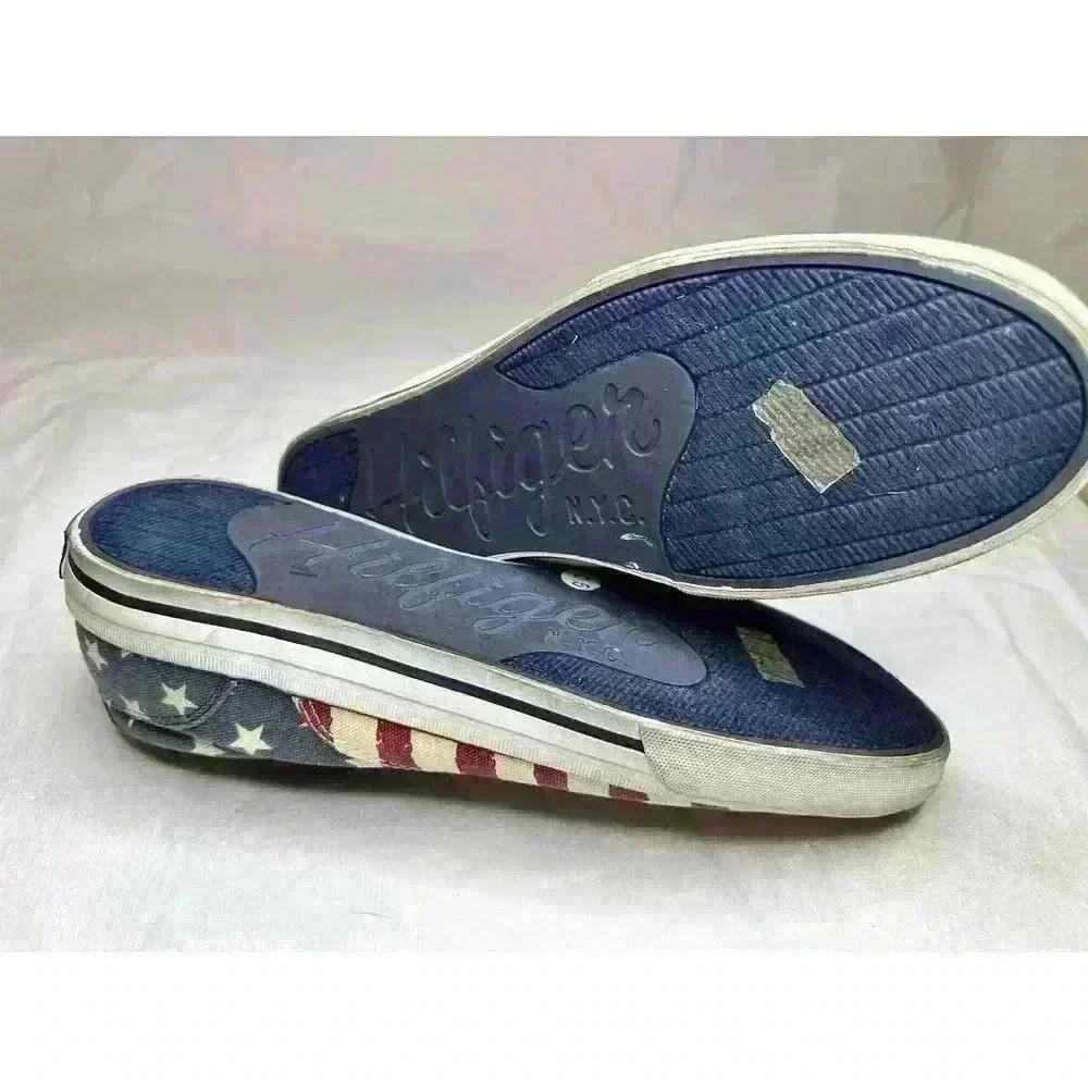 Tommy Hilfiger Mens Size 10.5 Patriot * Stars & Strips Canvas Shoes Red/Wht/Blue - Picture 6 of 8
